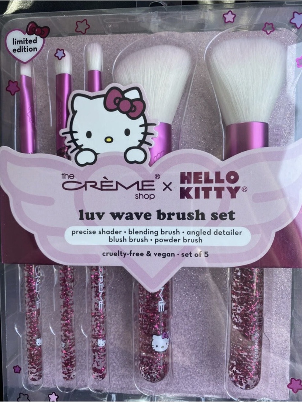 Hello Kitty Pink Glitter Makeup Brush Set